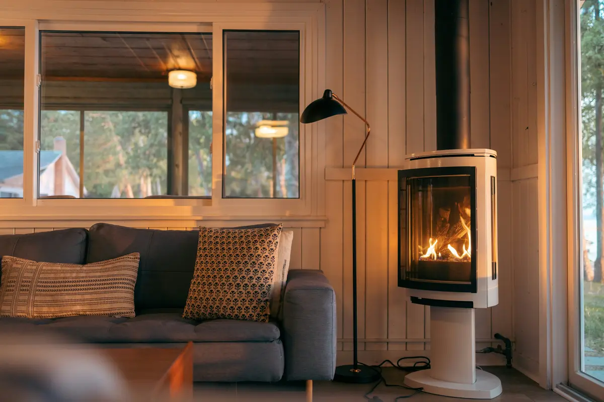 Gas fireplace in a cozy Edmonton living room