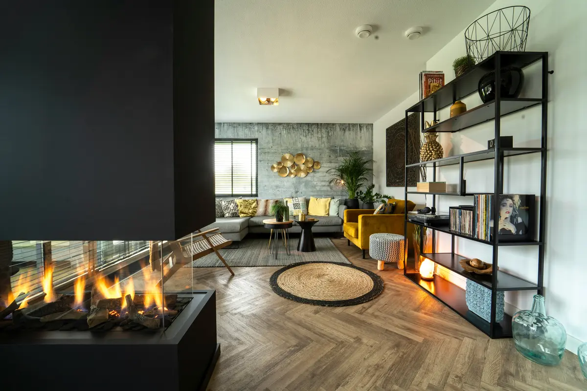 Modern gas fireplace installed in a Edmonton living room