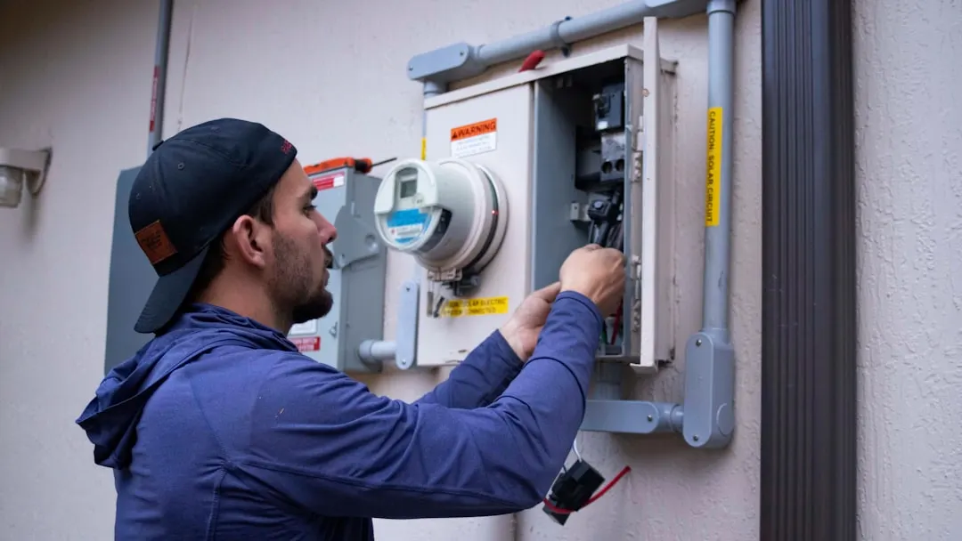 HVAC technician on a maintenance plan visit in Edmonton